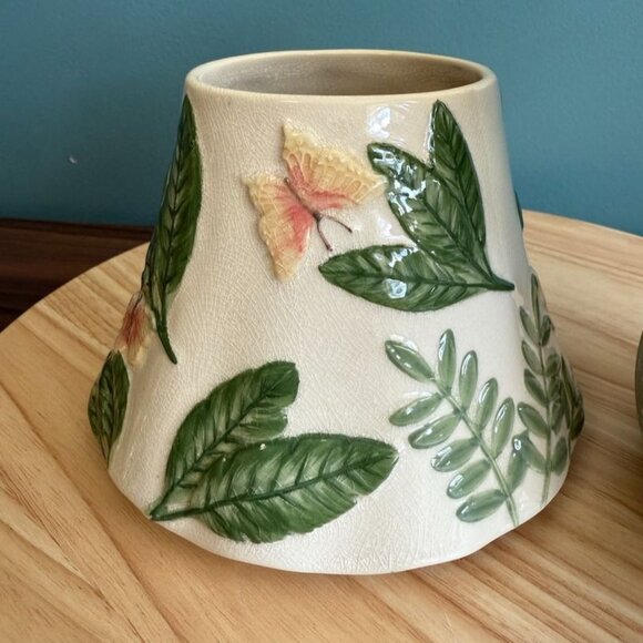 Vintage Yankee Candle Island Butterfly Large Ceramic Jar Shade Leaf & Butterfly - Picture 4 of 9